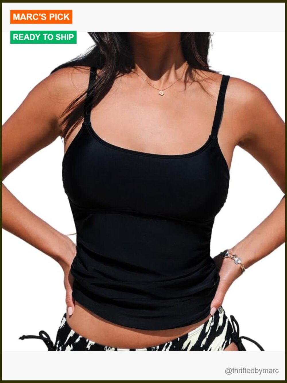 Scoop Neck Tankini Top Ruched Tummy Control Swimwear Top Only